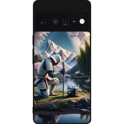 Google Pixel 6 Pro Case Hülle - Silikon schwarz Samurai Katana Mond