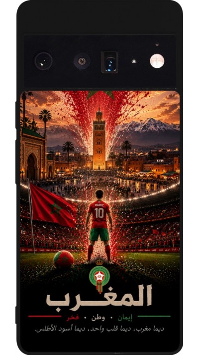 Google Pixel 6 Pro Case Hülle - Silikon schwarz Fussball Marokko splash 2026