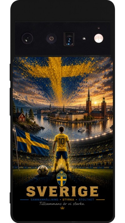 Google Pixel 6 Pro Case Hülle - Silikon schwarz Fussball Schweden splash 2026