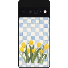 Google Pixel 6 Pro Case Hülle - Silikon schwarz Blue vichy tulips 2026