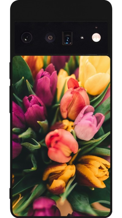 Google Pixel 6 Pro Case Hülle - Silikon schwarz Bouquet of tulips 2026