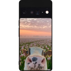 Google Pixel 6 Pro Case Hülle - Silikon schwarz Cow with tulips 2026