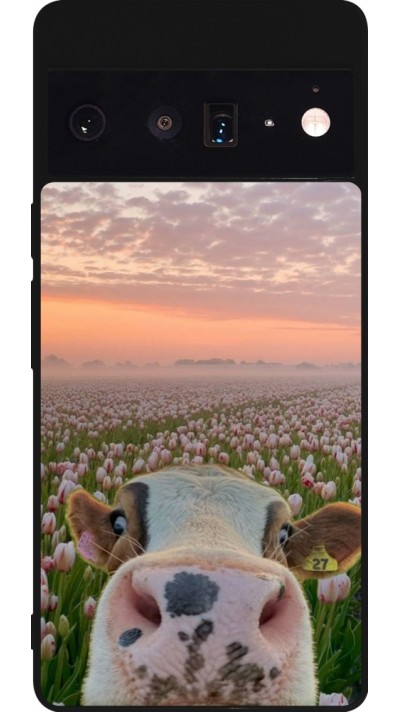 Google Pixel 6 Pro Case Hülle - Silikon schwarz Cow with tulips 2026