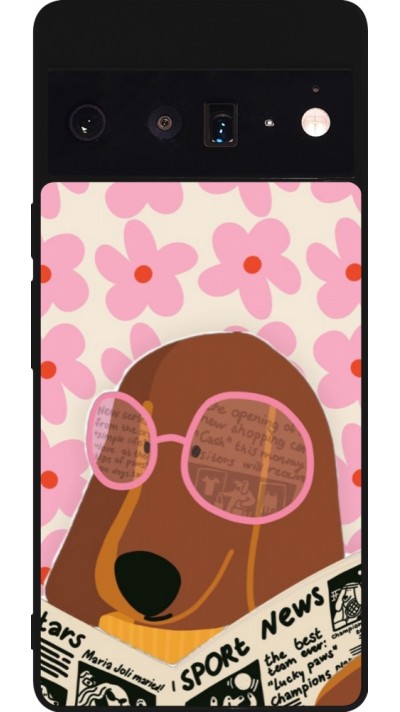 Google Pixel 6 Pro Case Hülle - Silikon schwarz Dog with newspaper 2026