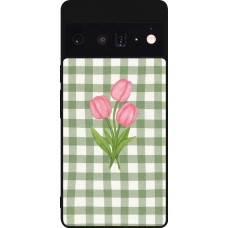 Google Pixel 6 Pro Case Hülle - Silikon schwarz Green vichy tulips 2026
