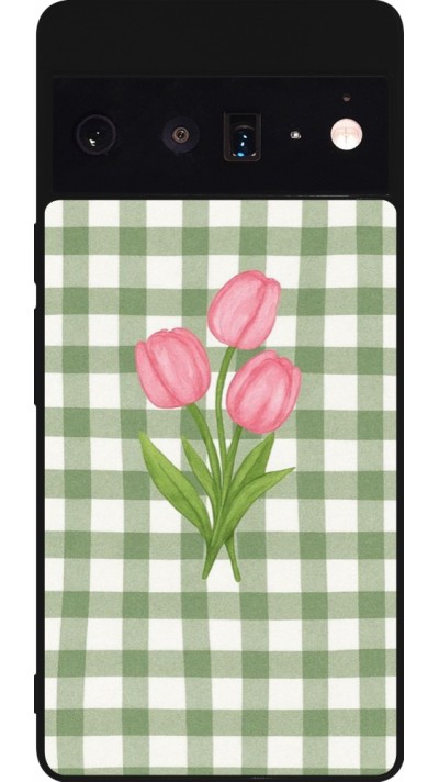 Google Pixel 6 Pro Case Hülle - Silikon schwarz Green vichy tulips 2026