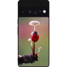 Google Pixel 6 Pro Case Hülle - Silikon schwarz Ladybird on a mushroom 2026