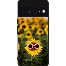 Google Pixel 6 Pro Case Hülle - Silikon schwarz Sunflower with glasses 2026