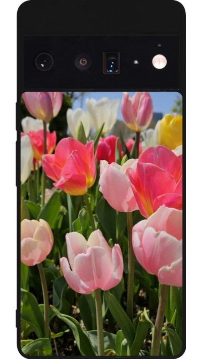 Google Pixel 6 Pro Case Hülle - Silikon schwarz Tulips 2026