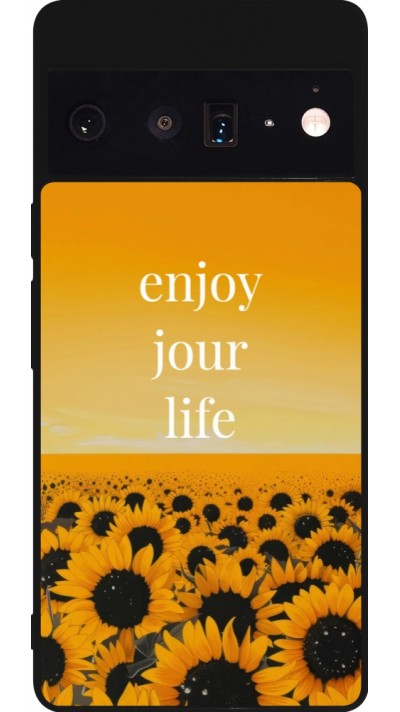 Google Pixel 6 Pro Case Hülle - Silikon schwarz Summer 2025 Enjoy your life