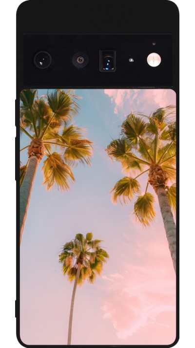 Google Pixel 6 Pro Case Hülle - Silikon schwarz Summer 2025 Palmiers