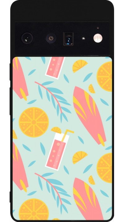 Google Pixel 6 Pro Case Hülle - Silikon schwarz Summer 2025 Pattern citron