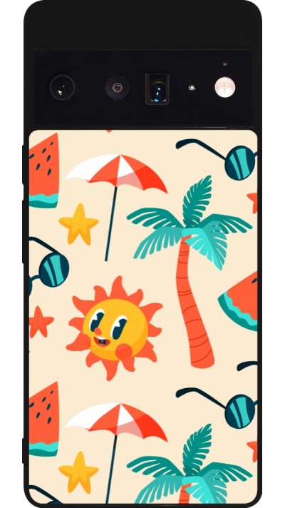 Google Pixel 6 Pro Case Hülle - Silikon schwarz Summer 2025 Pattern soleil