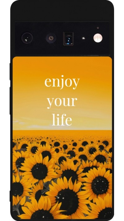 Coque Google Pixel 6 Pro - Silicone rigide noir Summer 2026 Enjoy your life