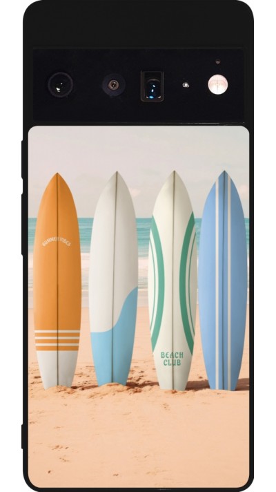 Google Pixel 6 Pro Case Hülle - Silikon schwarz Summer surfboard 2025