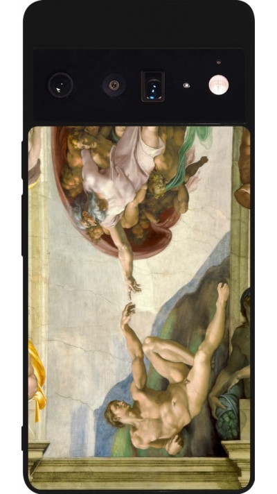 Google Pixel 6 Pro Case Hülle - Silikon schwarz Kunstbild - Die Erschaffung Adams - Michelangelo