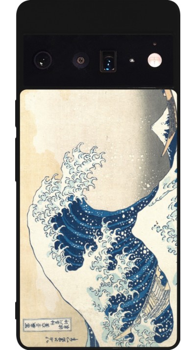 Google Pixel 6 Pro Case Hülle - Silikon schwarz Kunstbild - Die große Welle vor Kanagawa - Hokusai