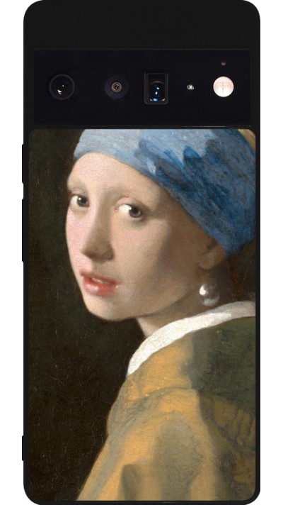 Google Pixel 6 Pro Case Hülle - Silikon schwarz Kunstbild - Das Mädchen mit dem Perlenohrring - Jan Vermeer
