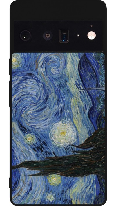 Google Pixel 6 Pro Case Hülle - Silikon schwarz Kunstbild - Sternennacht - Van Gogh