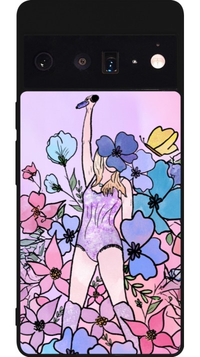 Coque Google Pixel 6 Pro - Silicone rigide noir Taylor Swift Sketch - Pink
