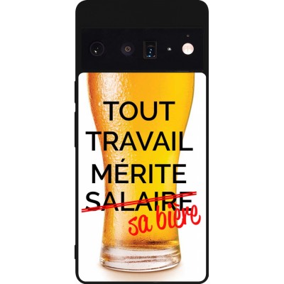 Google Pixel 6 Pro Case Hülle - Silikon schwarz Tout travail mérite sa bière