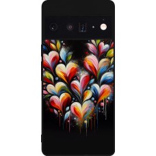 Google Pixel 6 Pro Case Hülle - Silikon schwarz Valentin 2024 Schwarzes Herz Abstrakt