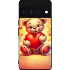 Google Pixel 6 Pro Case Hülle - Silikon schwarz Valentin 2024 Teddy Liebe