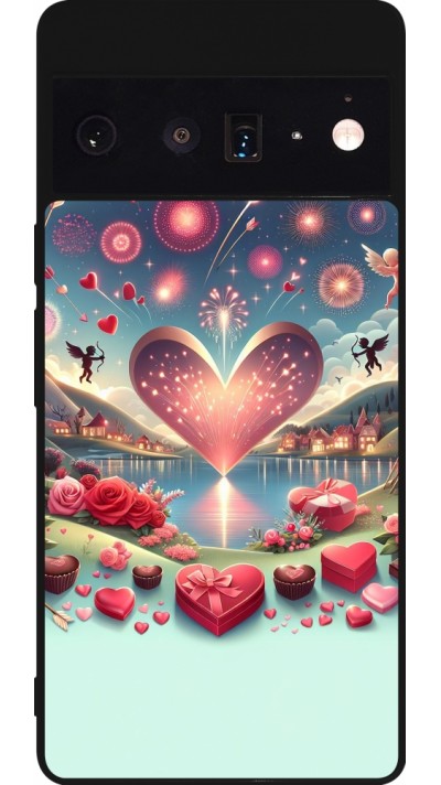Coque Google Pixel 6 Pro - Silicone rigide noir Valentine 2025 Chic