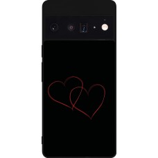 Google Pixel 6 Pro Case Hülle - Silikon schwarz Valentine 2023 attached heart