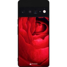 Google Pixel 6 Pro Case Hülle - Silikon schwarz Valentine 2022 Rose