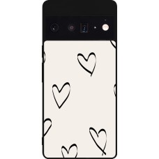 Google Pixel 6 Pro Case Hülle - Silikon schwarz Valentine 2023 minimalist hearts