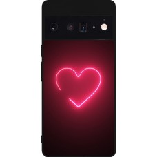 Google Pixel 6 Pro Case Hülle - Silikon schwarz Valentine 2023 single neon heart