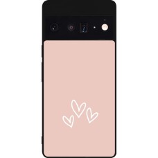 Google Pixel 6 Pro Case Hülle - Silikon schwarz Valentine 2023 three minimalist hearts