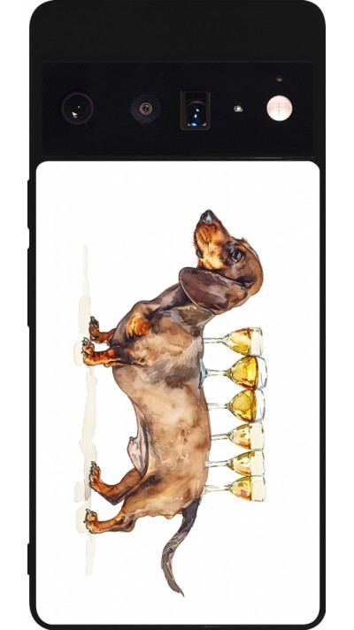 Coque Google Pixel 6 Pro - Silicone rigide noir Wine Teckel