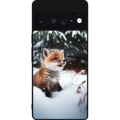 Google Pixel 6 Pro Case Hülle - Silikon schwarz Weihnachten 2023 Fuechslein Tanne