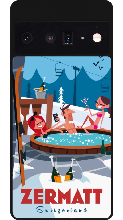 Google Pixel 6 Pro Case Hülle - Silikon schwarz Zermatt Mountain Jacuzzi