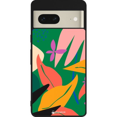 Google Pixel 7 Case Hülle - Silikon schwarz Abstract Jungle