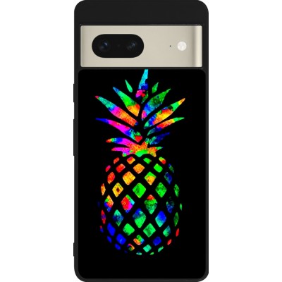Google Pixel 7 Case Hülle - Silikon schwarz Ananas Multi-colors