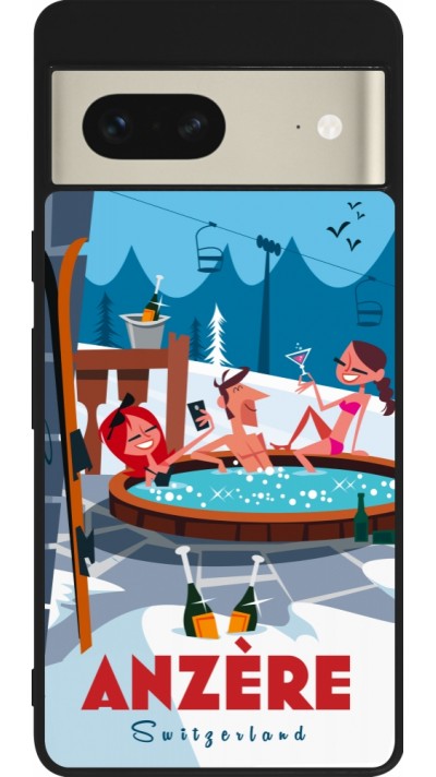 Google Pixel 7 Case Hülle - Silikon schwarz Anzère Mountain Jacuzzi