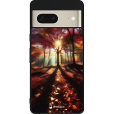 Google Pixel 7 Case Hülle - Silikon schwarz Herbstlicher goldener Glanz