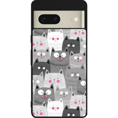 Google Pixel 7 Case Hülle - Silikon schwarz Katzenschwärme