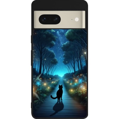 Google Pixel 7 Case Hülle - Silikon schwarz Schwarze Katze Spaziergang