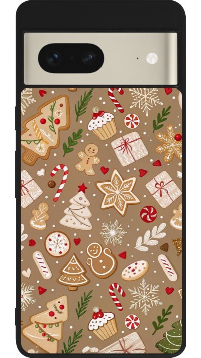 Google Pixel 7 Case Hülle - Silikon schwarz Christmas 25 Pattern Ginger Cookie