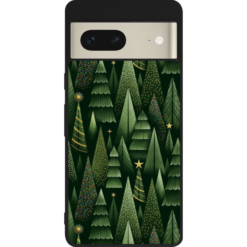 Google Pixel 7 Case Hülle - Silikon schwarz Christmas 25 Pattern Xmas Tree