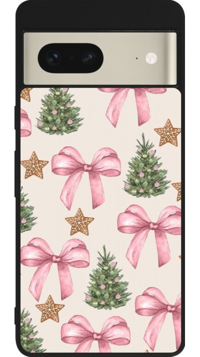Google Pixel 7 Case Hülle - Silikon schwarz Christmas 25 Vintage Ribbons