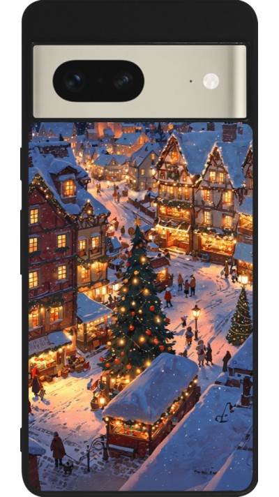 Google Pixel 7 Case Hülle - Silikon schwarz Christmas 25 Xmas Village