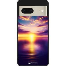 Google Pixel 7 Case Hülle - Silikon schwarz Sonnenuntergang gelb violett