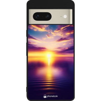 Google Pixel 7 Case Hülle - Silikon schwarz Sonnenuntergang gelb violett
