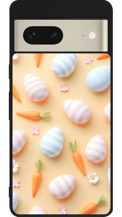 Google Pixel 7 Case Hülle - Silikon schwarz Easter 2026 Pattern Easter