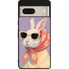 Google Pixel 7 Case Hülle - Silikon schwarz Easter 2026 Rabbit with scarf